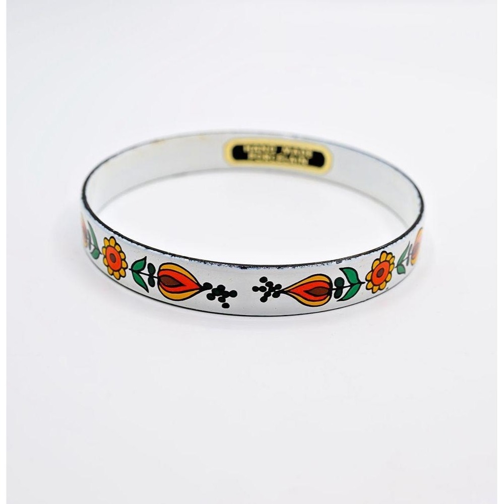 Austrian Enamal Bracelet Handmade Porcelain Floral Retro Vintage Bangle